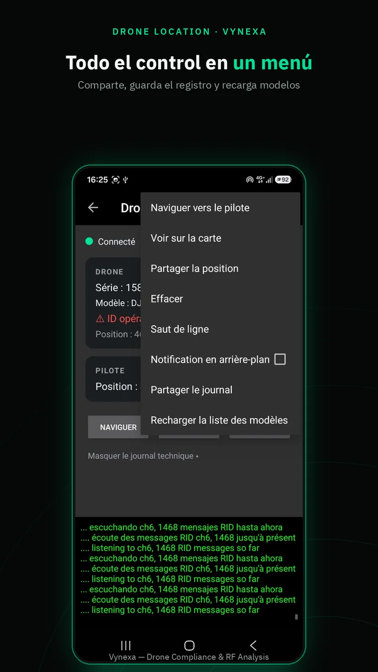 Vynexa app action menu